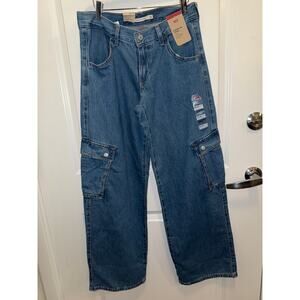 Levi’s Superlow Loose Cargo Jeans Women 26x32 NWT Wide Leg Baggy Denim